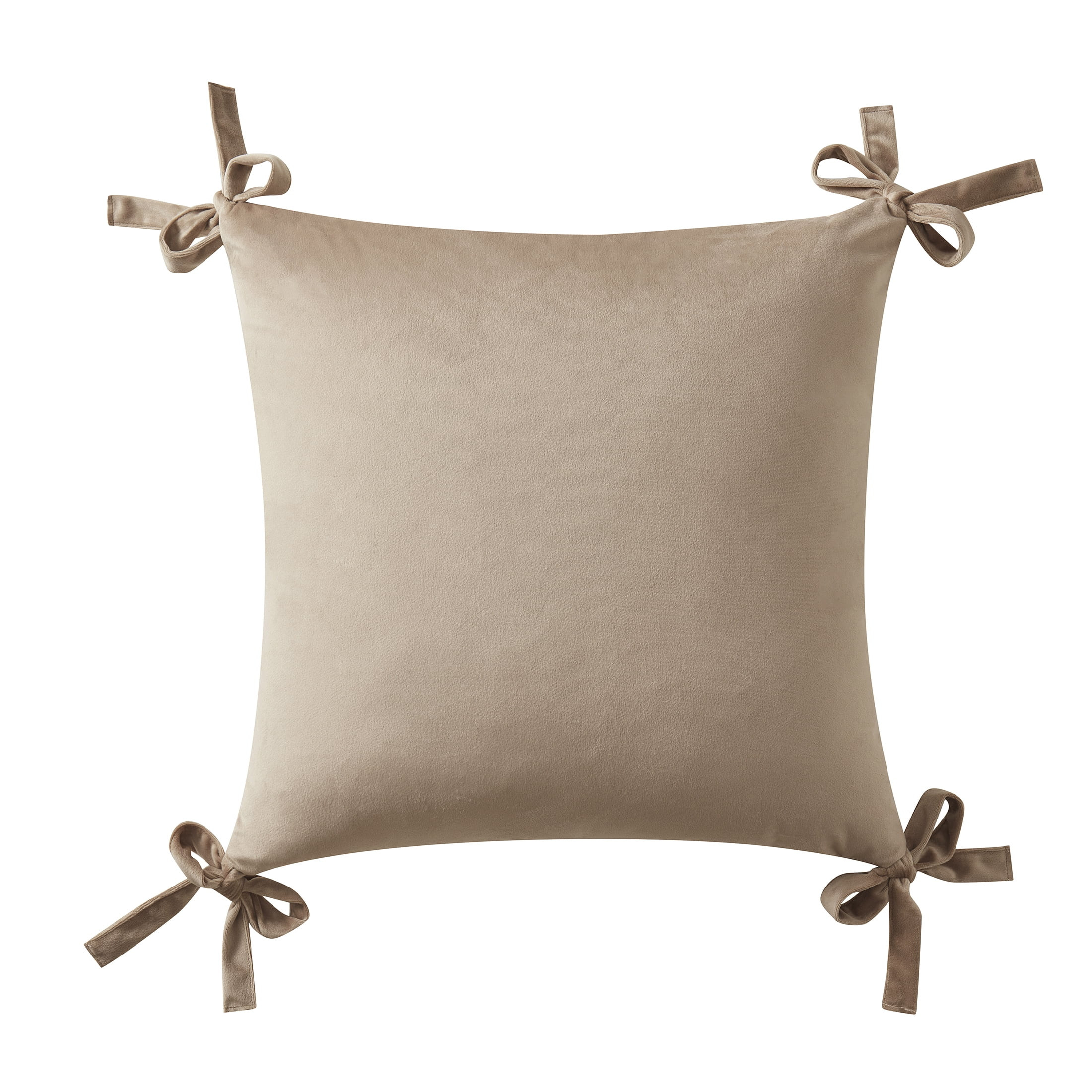 My Texas House 20" x 20" Taupe Velvet Bow Decorative Pillow Cover | Walmart (US)