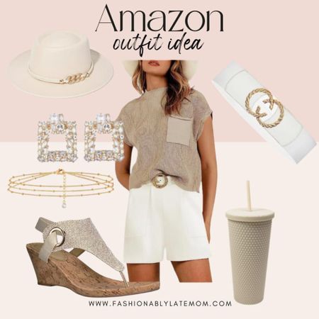 Just love this Amazon outfit! 
Fashionablylatemom 
Cup 
Belt 
Jewelry 

#LTKstyletip #LTKshoecrush