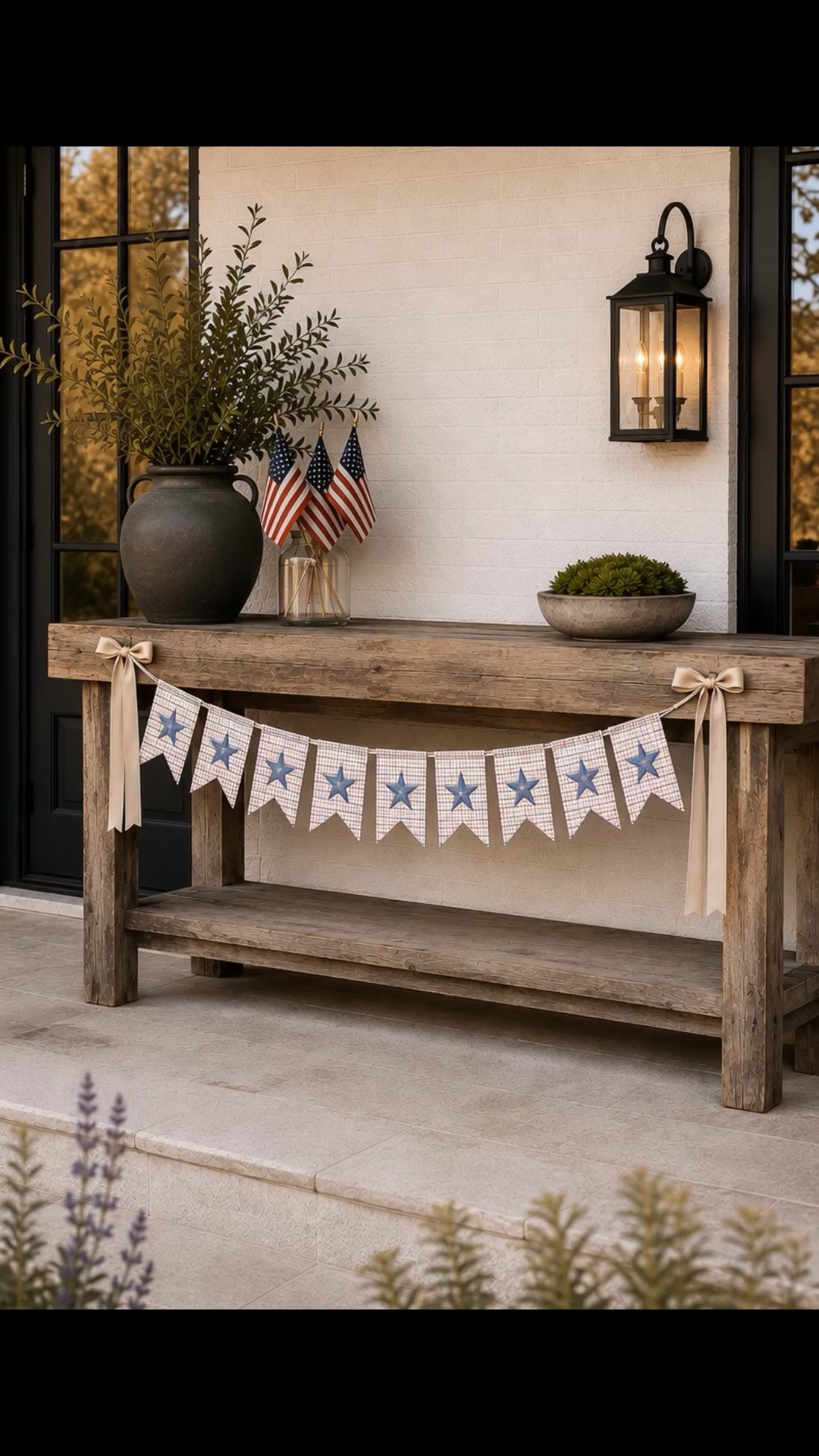 Very subtle patriotic garland I love this for Anthropologie  added to your porch patio or your mantle patriotic decor

#LTKHome