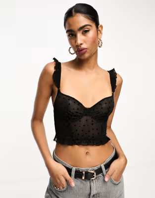 & Other Stories mesh bustier with star embroidery in black | ASOS (Global)