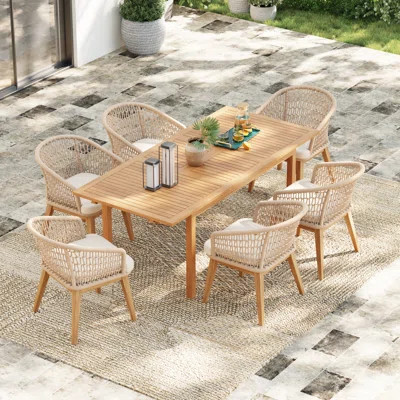 6 - Person Rectangular Outdoor Dining Set With Cushions | Wayfair North America