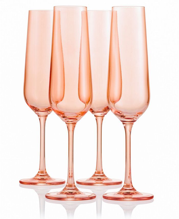 Godinger Sheer Coral Champagne Flutes, Set of 4 & Reviews - Glassware & Drinkware - Dining - Macy... | Macys (US)