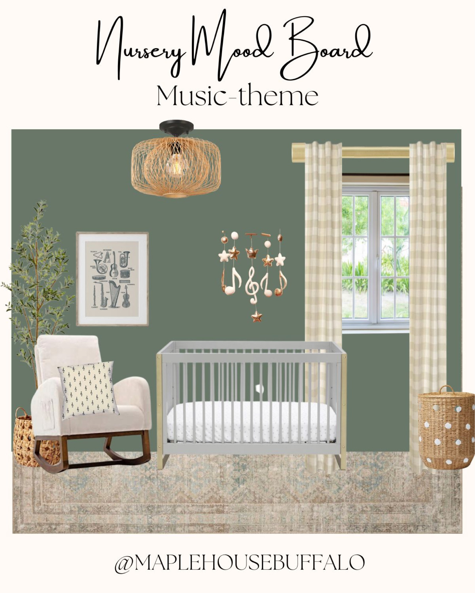 Gender neutral, music-themed nursery decor - nursery inspo - green nursery - kids room

#LTKbaby #LTKkids #LTKhome