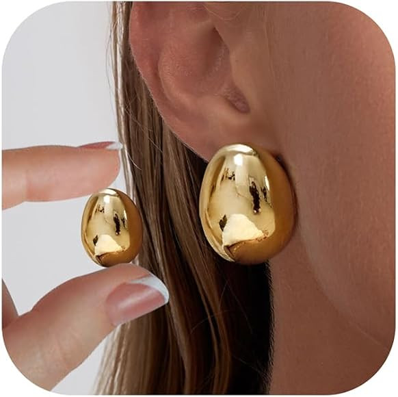 2 Pairs Chunky Oval Earrings | Amazon (US)