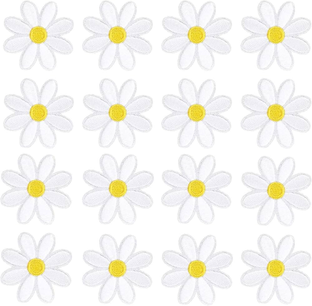 30pcs Daisy Flower Iron On Patches Clothing Embroidered Sew Applique Repair Patch | Amazon (US)