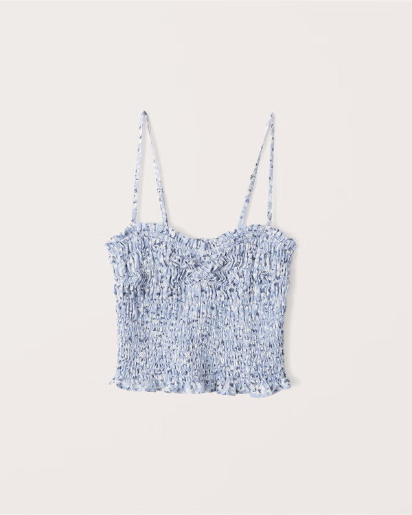 Faux Silk Smocked Cami | Abercrombie & Fitch (US)