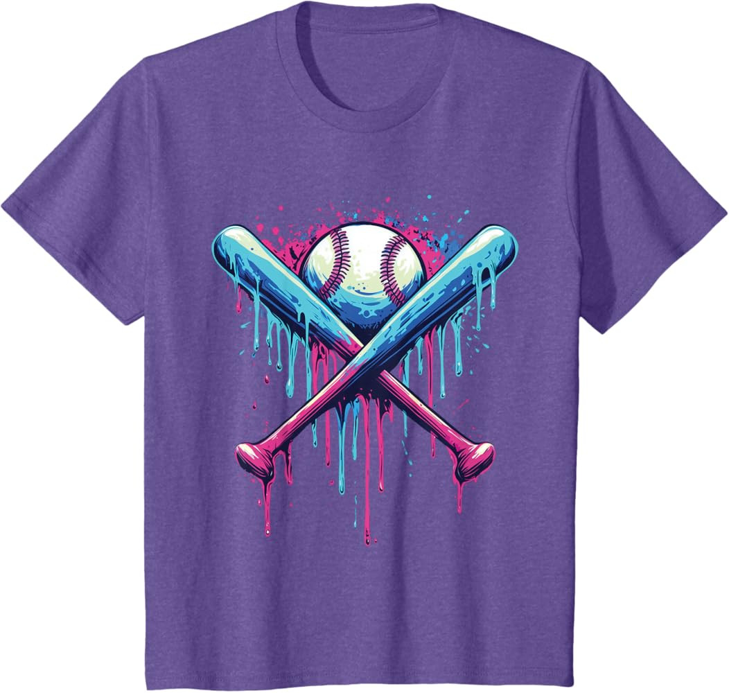 Baseball Bat Drip Funny Graphic T-Shirt | Amazon (US)