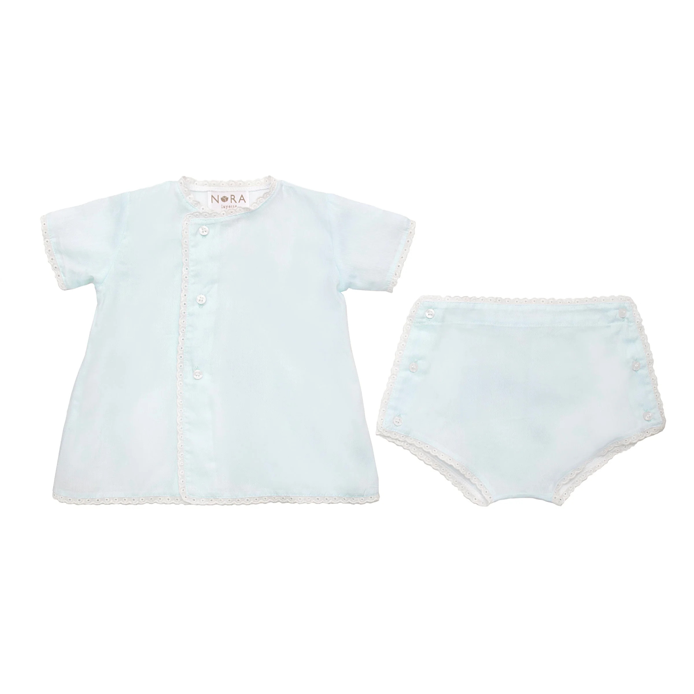 Baby Eyelet Diaper Set in Blue | Loozieloo