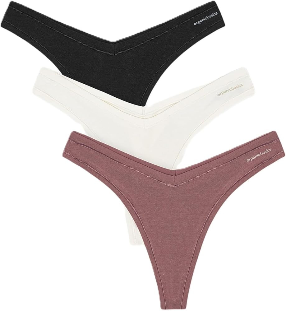Organic Basics Women's Flex Organic Cotton Thong Underwear 3-pack | Amazon (US)