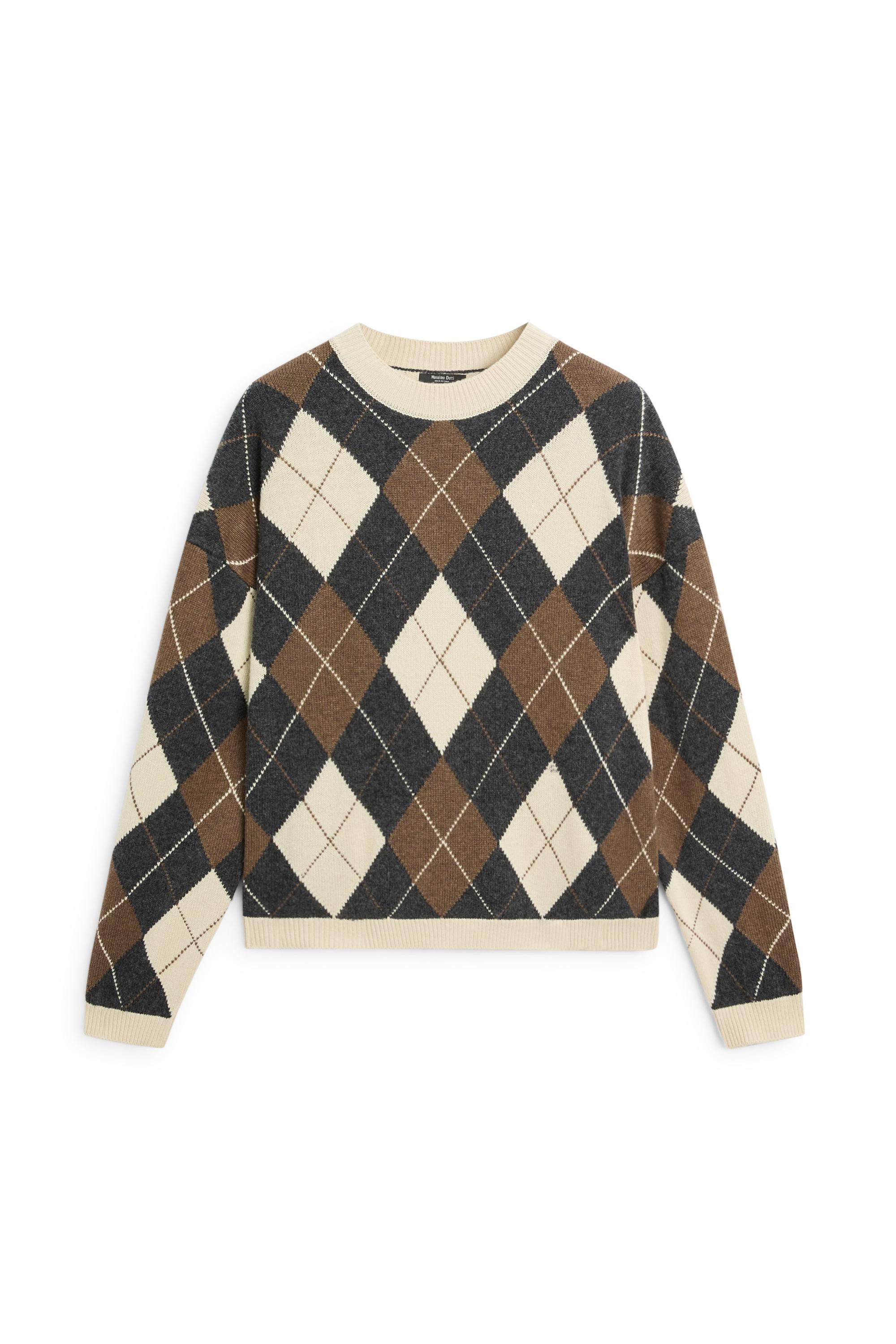 Wool-blend Argyle knit sweater - CREAM | Massimo Dutti UK
