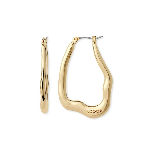 Scoop Women’s 14K Gold Flash-Plated Organic Oval Statement Earrings - Walmart.com | Walmart (US)