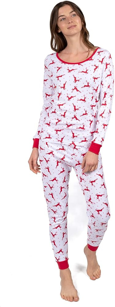 Leveret Women's Pajamas Fitted Printed Owl 2 Piece Pjs Set 100% Cotton Sleep Pants Sleepwear (XSm... | Amazon (US)
