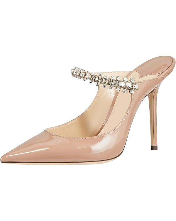 MIRAAZZURRA Women Heeled Mules Rhinestone Strappy Pointed Toe Mules Stiletto High Heels Slip On B... | Amazon (US)