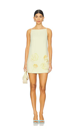 Crepe Flower Mini Dress in Yellow | Revolve Clothing (Global)