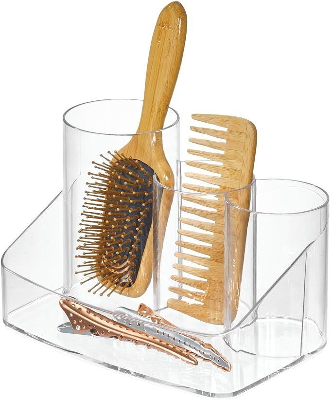 iDesign Clarity Plastic Hair Care Organizer, Holder with Divided Compartments for Brushes, Combs,... | Amazon (US)