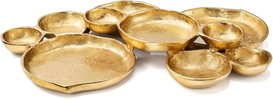 Cluster of 10 Round Serving Bowls Gold Clusters Decorative Elegant Snack Tray for Olives, Chip & ... | Amazon (US)