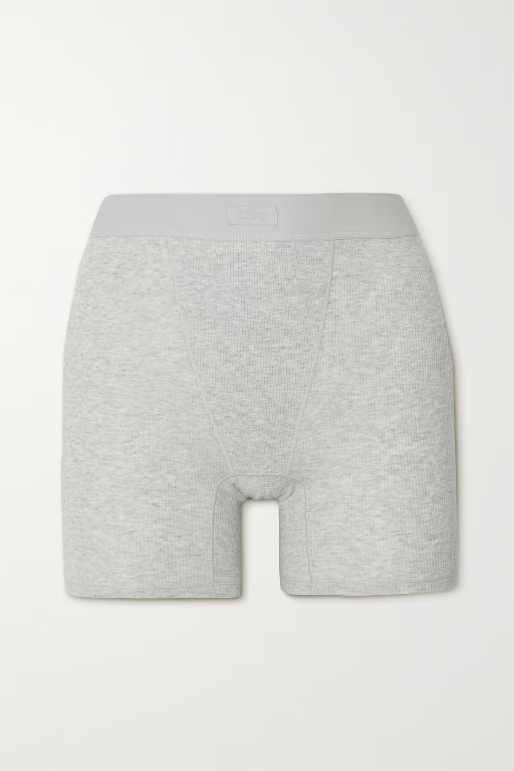 Cotton Collection ribbed cotton-blend jersey boxer shorts - Light Heather Grey | NET-A-PORTER (UK & EU)