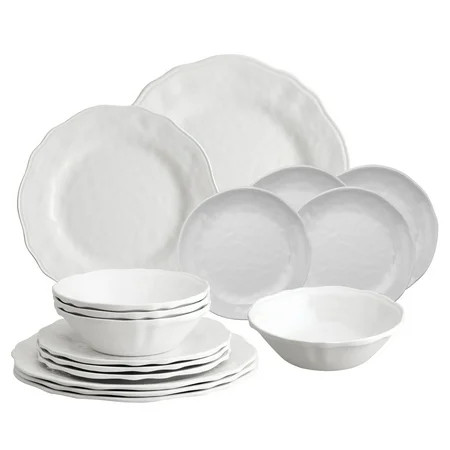 Gourmet Art 16-Piece Dimple Melamine Dinnerware Set, Service for 4. Includes Dinner Plates, Salad Pl | Walmart (US)