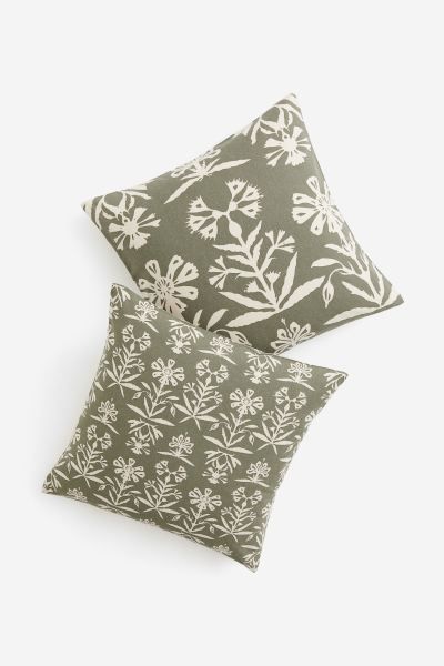 2-pack Patterned Cushion Covers - Natural white/floral - Home All | H&M US | H&M (US + CA)