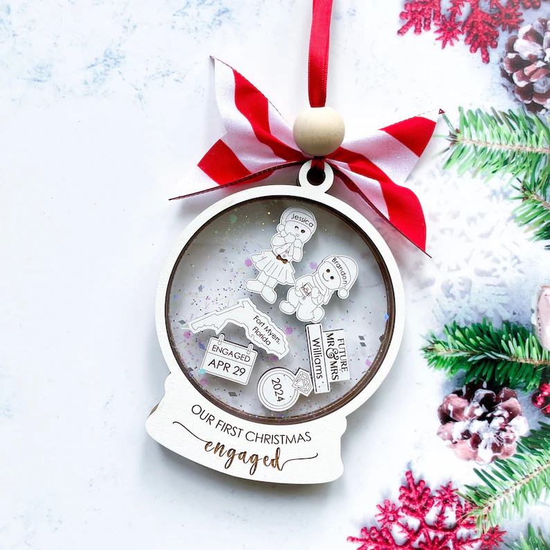 Our First Christmas Engaged Ornament, Personalized Engagement Ornament Gifts, Custom Engagement G... | Etsy (US)