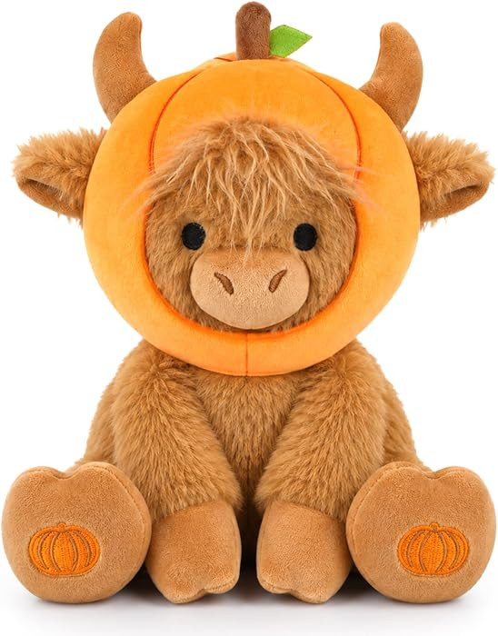 Fall Highland Cow Stuffed Animals - 9inch Pumpkin Highland Cow Plush | Amazon (US)