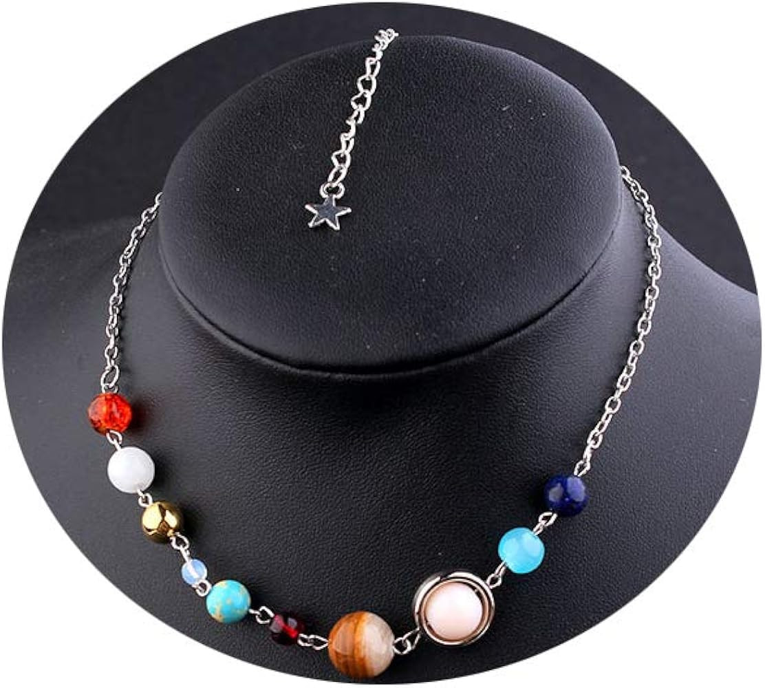 HUNO Handmade Galaxy Solar System Universe Eight Planets Guardian Star Natural Stone Beads Pendan... | Amazon (US)