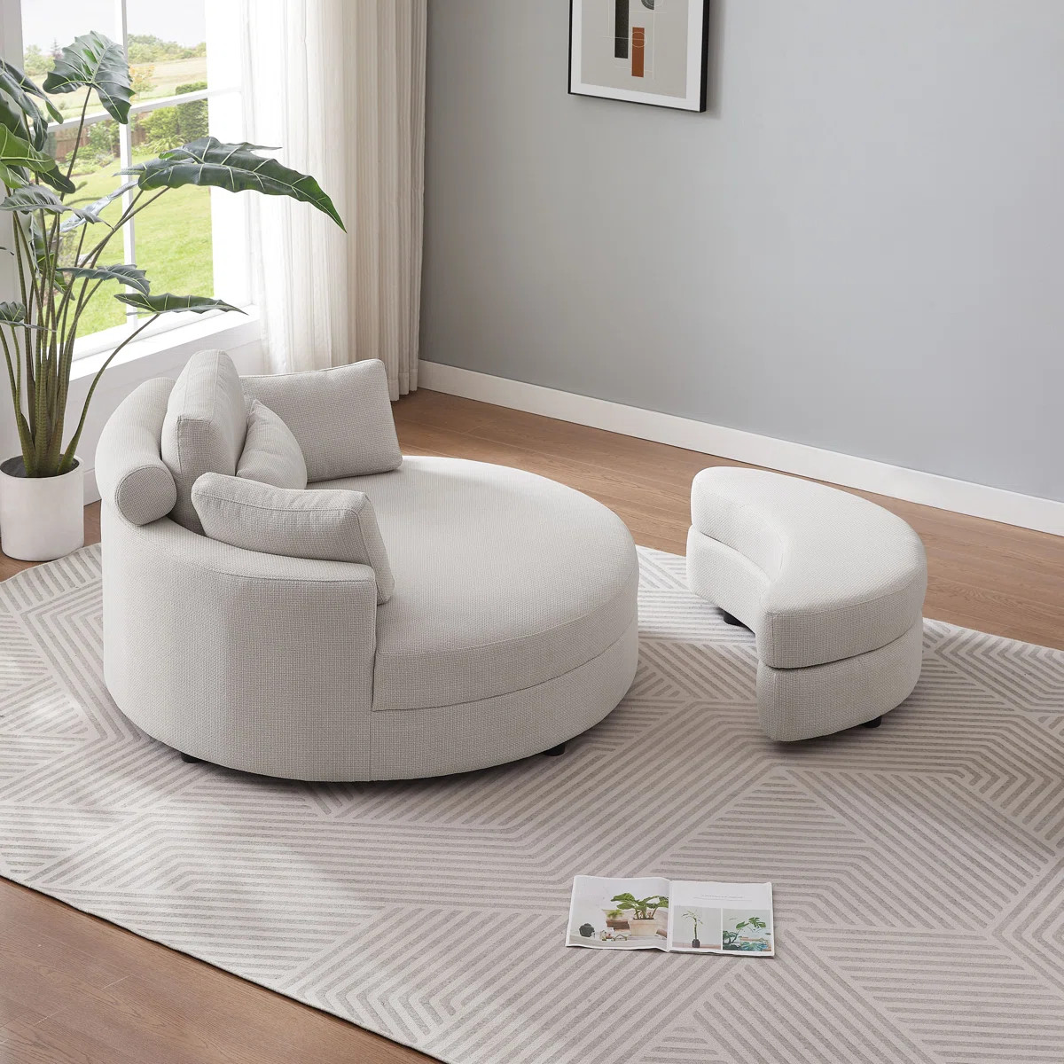 Dashton Upholstered Barrel Chair with Ottoman | Wayfair North America