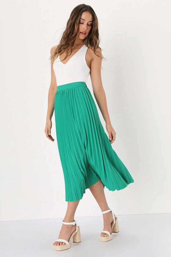 Charming Commotion Green High-Waisted Pleated Skirt | Lulus (US)