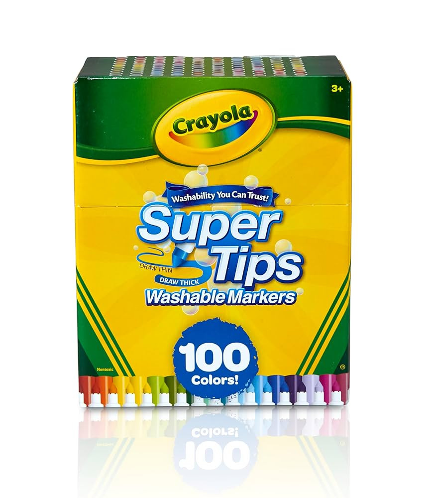 Crayola Super Tips Marker Set for Kids (100ct), Broad Tip & Fine Point Washable Art Markers for K... | Amazon (US)