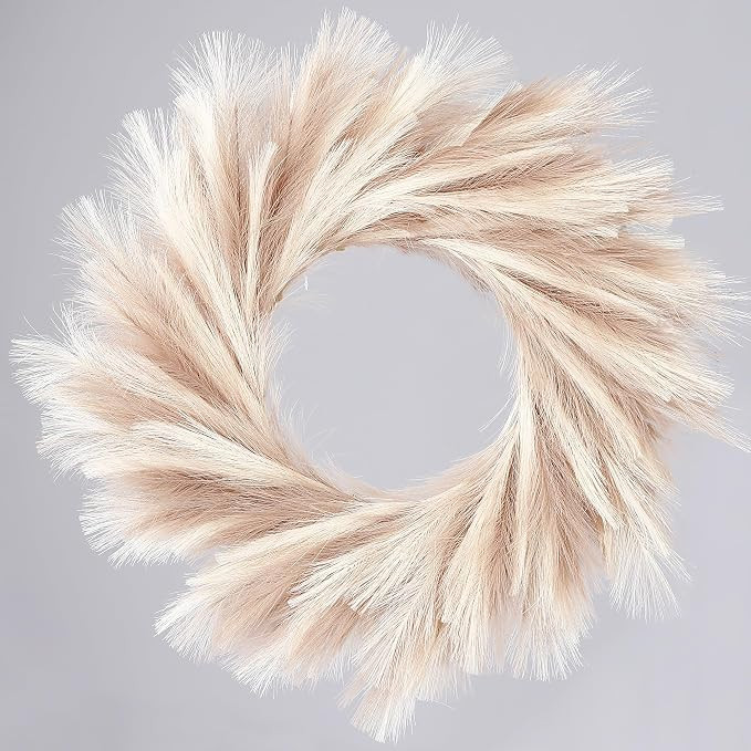 Sggvecsy Pampas Grass Wreath 26’’ Faux Pampas Wreath for All Seasons Artificial Pampas Wreath... | Amazon (US)