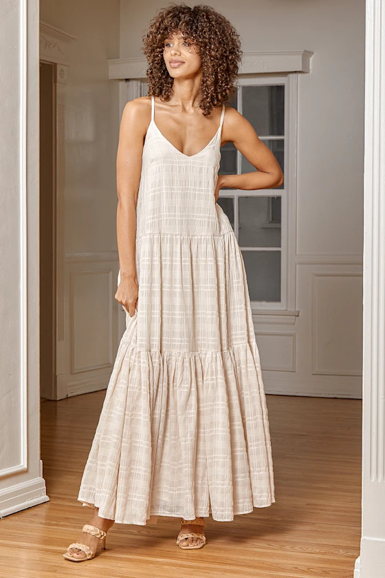 Country Stroll Cream Sleeveless Tiered Maxi Dress | Lulus (US)