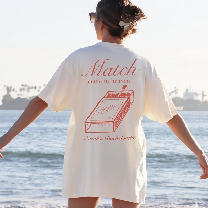 CUSTOM Match Made in Heaven, Personalized Bachelorette Oversized T-shirt - Etsy | Etsy (US)