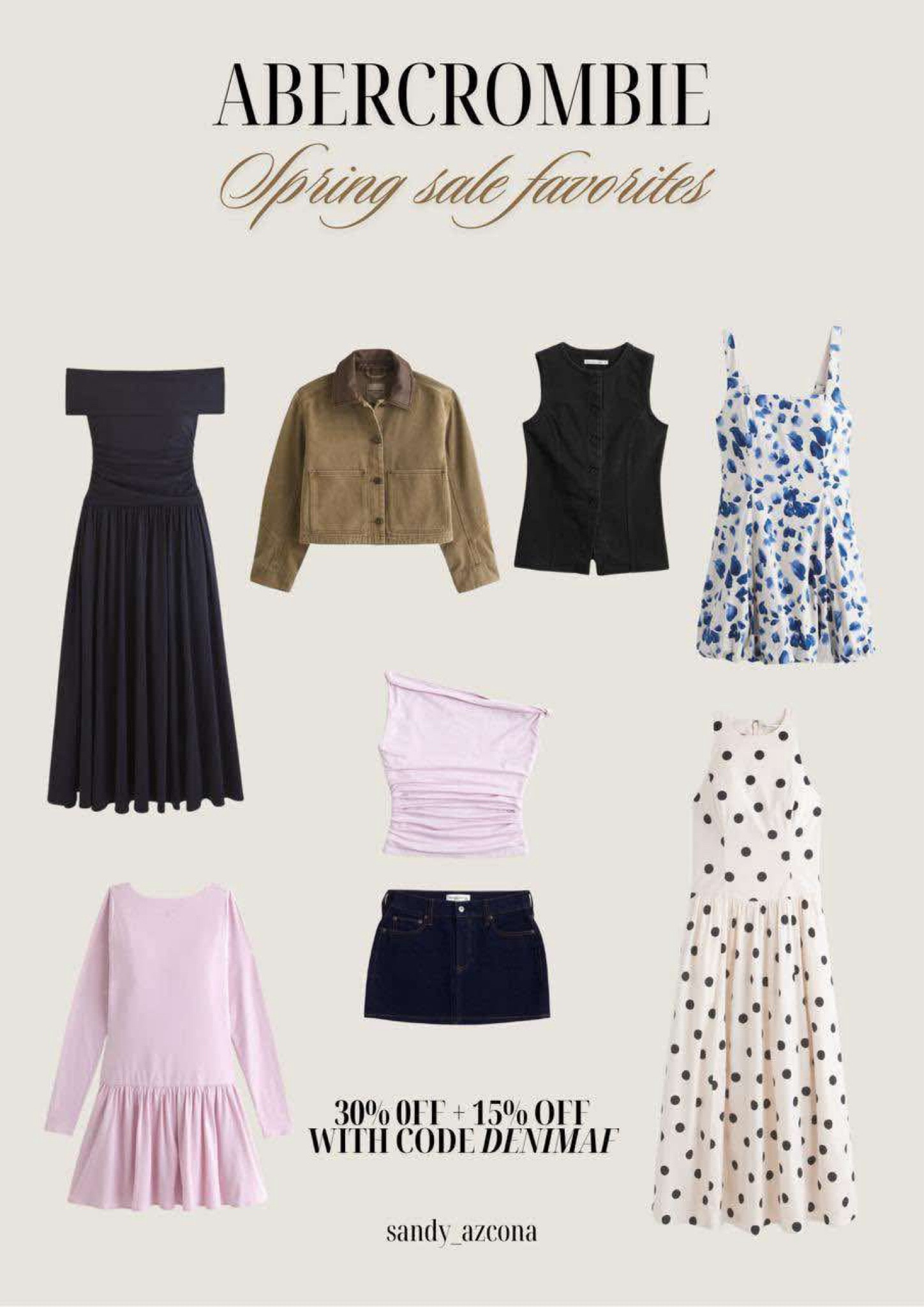 Abercrombie sale favorites for spring 
30% off + 15% off with code DENIMAF 