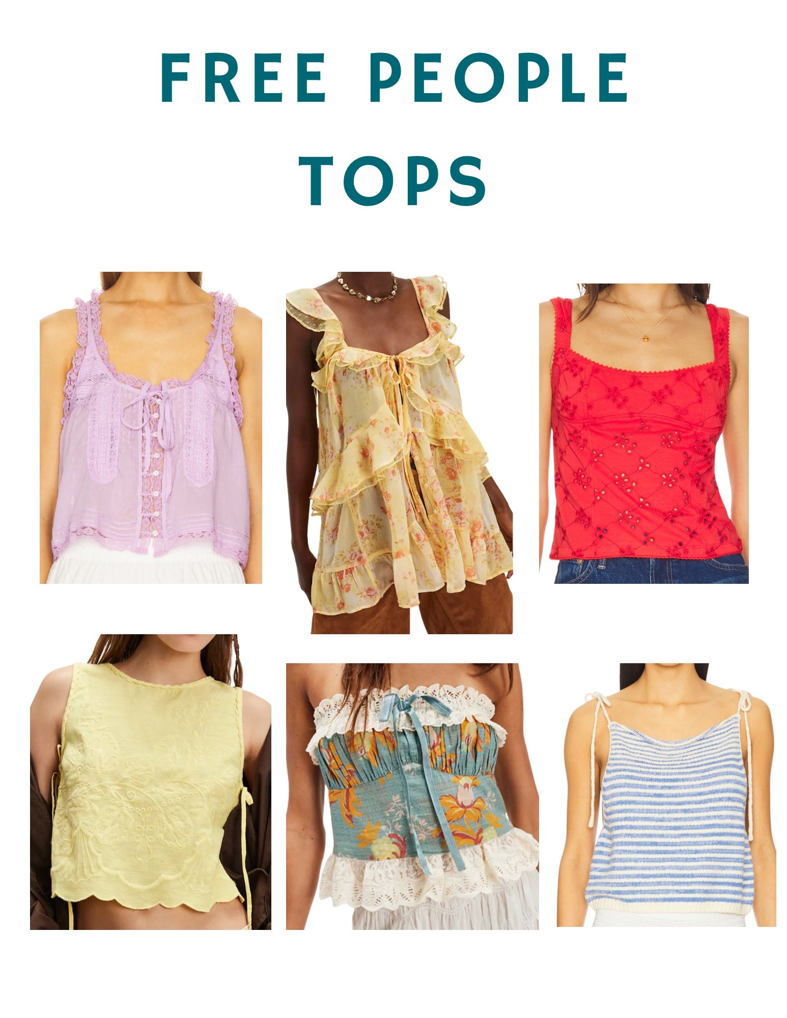 Free people tops✨
-the perfect spring and summer tops 
-butter yellow tops , lace cami , blouses , gifts for her, summer tops, vacation outfit, free people , going out tops, cute summer tops

#LTKStyleTip #LTKSeasonal #LTKFindsUnder100