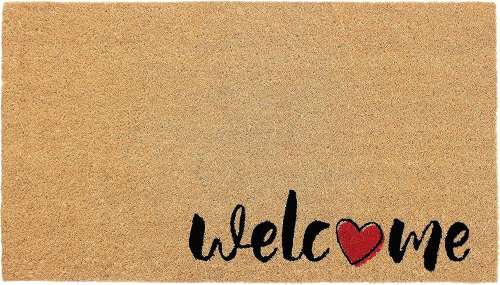 IRONGATE Welcome Doormat - Non Slip Dirt Trapping Welcome Heart Coco Coir Door Mat - Low Profile ... | Amazon (US)