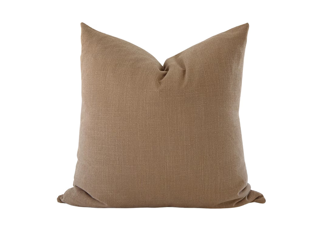 Brown Linen Pillow Cover: Neutral Throw Pillow for Couch, Handmade in USA - Etsy | Etsy (US)