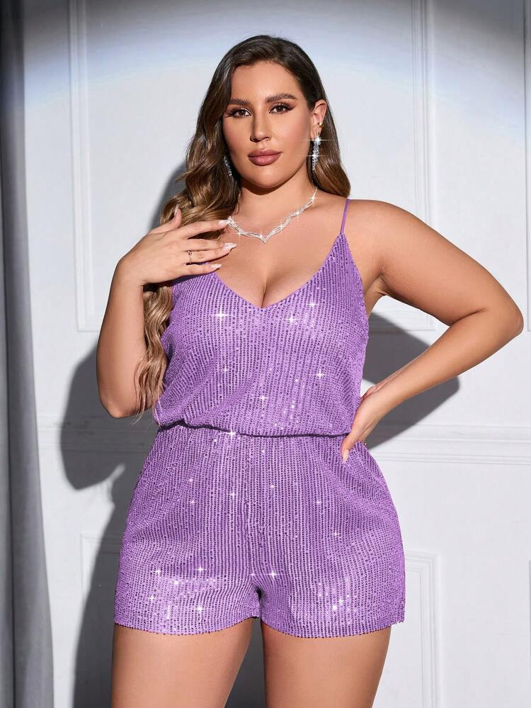 Double Crazy Plus Sequin Cami Romper
       
              
              $18.49        
    $17.... | SHEIN