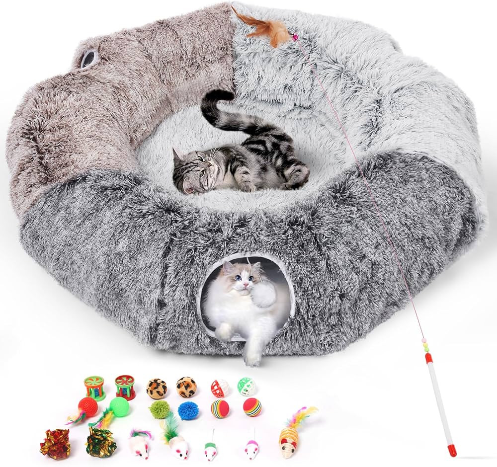 Odoland Katzentunnel XXL Katzenbett Faltbarer Pet Play Tunnel Interaktives Katzenspielzeug Spielt... | Amazon (DE)