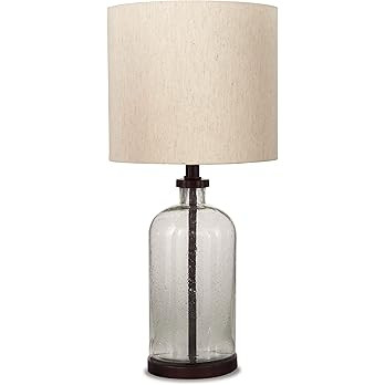 Signature Design by Ashley Bandile Modern Farmhouse 22.5" Seeded Glass Table Lamp, Bronze | Amazon (US)