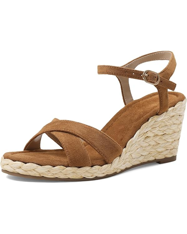 Marc Ford Womens Wedge Sandals 2026 Espadrille Platform Ankle Strap Wedges Comfort Open Toe Raffi... | Amazon (US)
