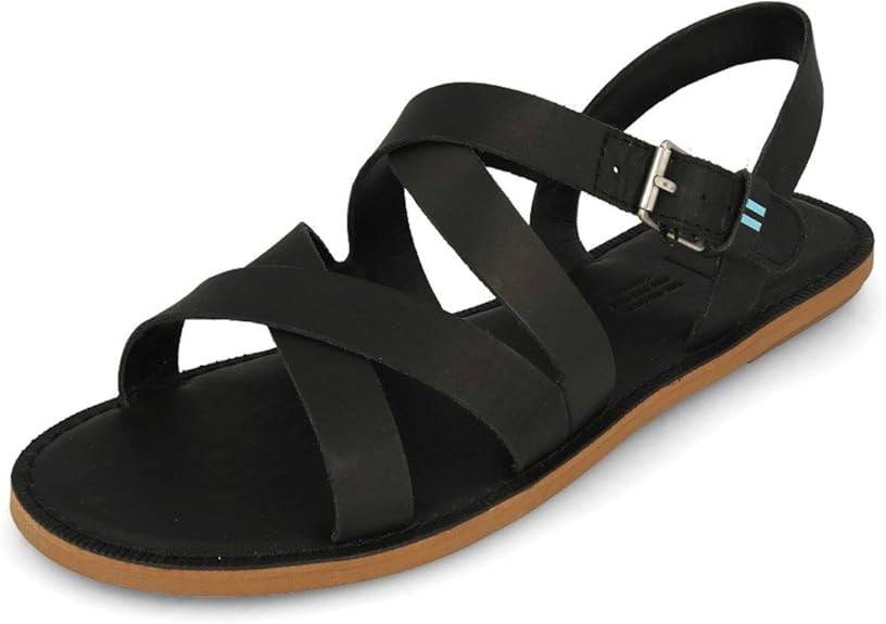 TOMS Black Leather Women's Sicily Sandals (Size: 8.5) | Amazon (US)