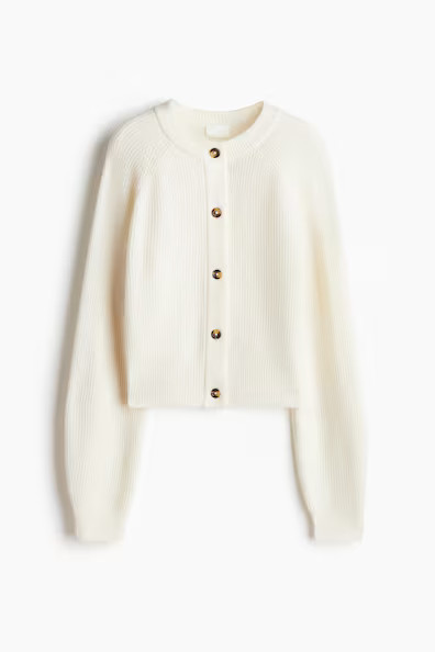 H & M - Rib-Knit Cardigan - Beige | H&M (US + CA)