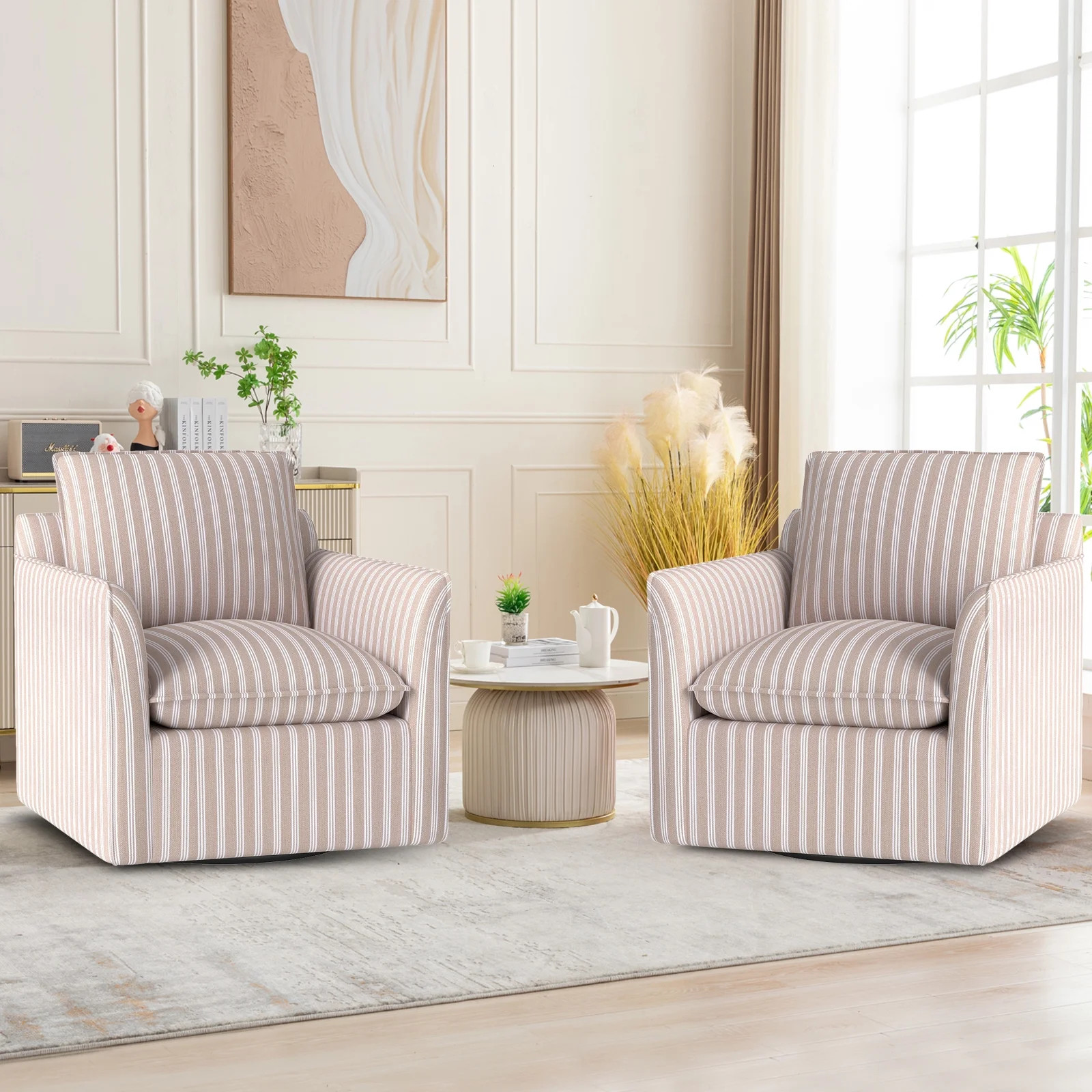 Bonzy Home Swivel Accent Chair Set of 2, Modern Wide Armchair with Thick Backrest & Cushion, Upho... | Walmart (CA)
