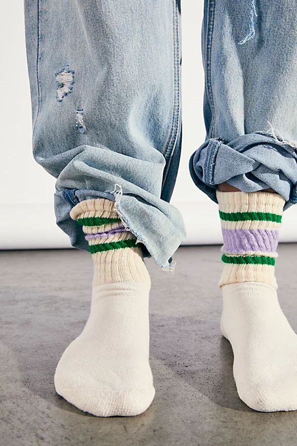 Retro Stripe Tube Socks by Free People, Varsity Lilac, One Size | Free People (Global - UK&FR Excluded)