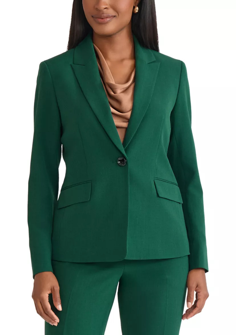Petite Stretch Crepe One Button Peak Lapel Jacket | Belk