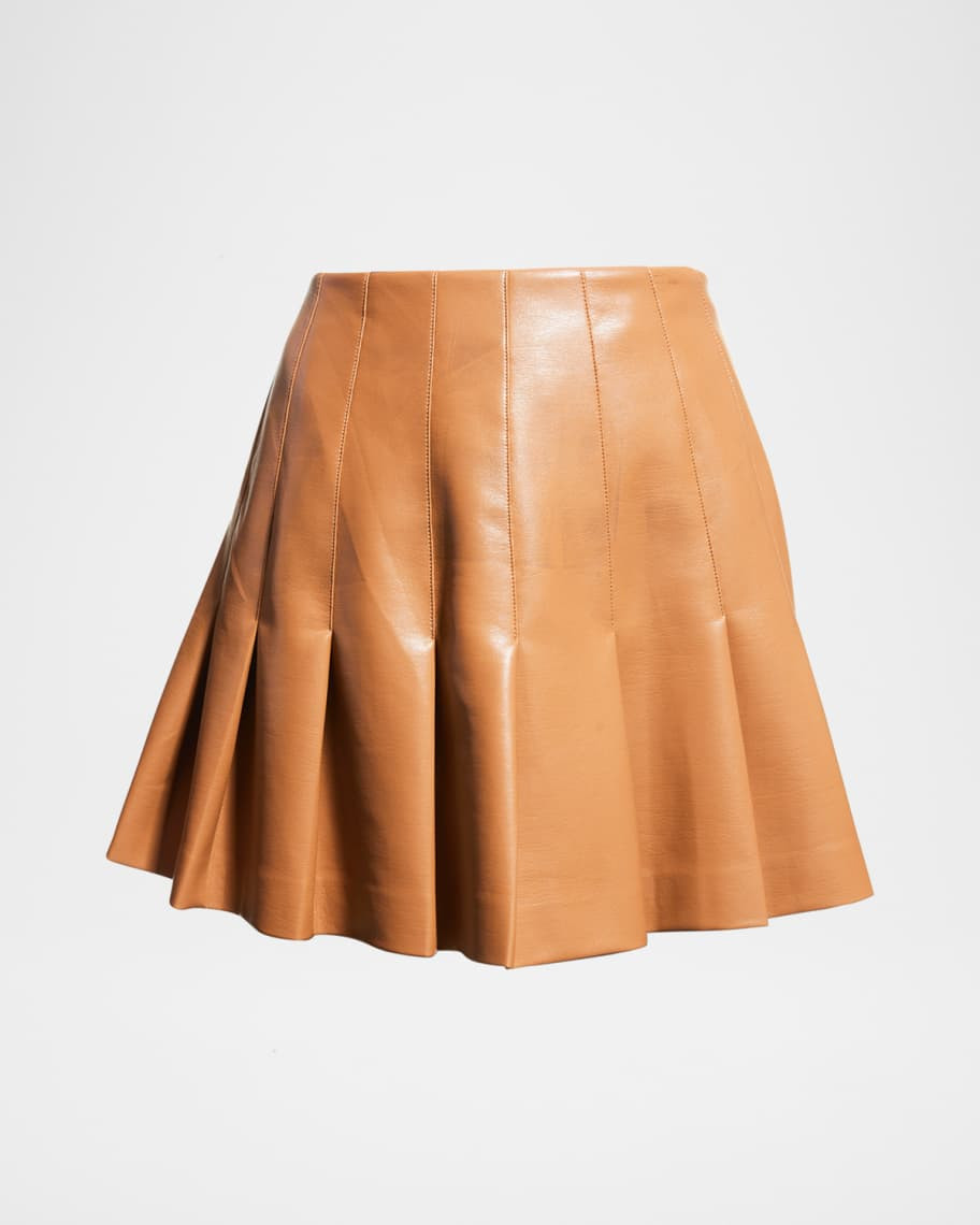 Alice + Olivia Carter Vegan Leather Pleated Mini Skirt | Neiman Marcus
