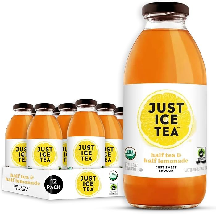 Just Ice Tea Organic Iced Tea, 16 Fl Oz Glass Bottles (Half Tea & Half Lemonade, Pack of 12) | Amazon (US)