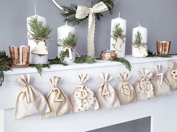 Advent Calendar Christmas Bags // Christmas / Calender/ Advent / Xmas Decoration / Party / Decemb... | Etsy (US)