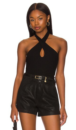 Marlowe Keyhole Halter Tank in Black | Revolve Clothing (Global)