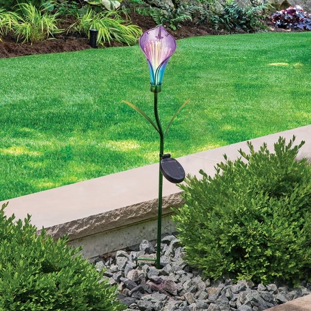 Better Homes & Gardens Solar LED Purple Lily Glass Flower Stake Light | Walmart (US)